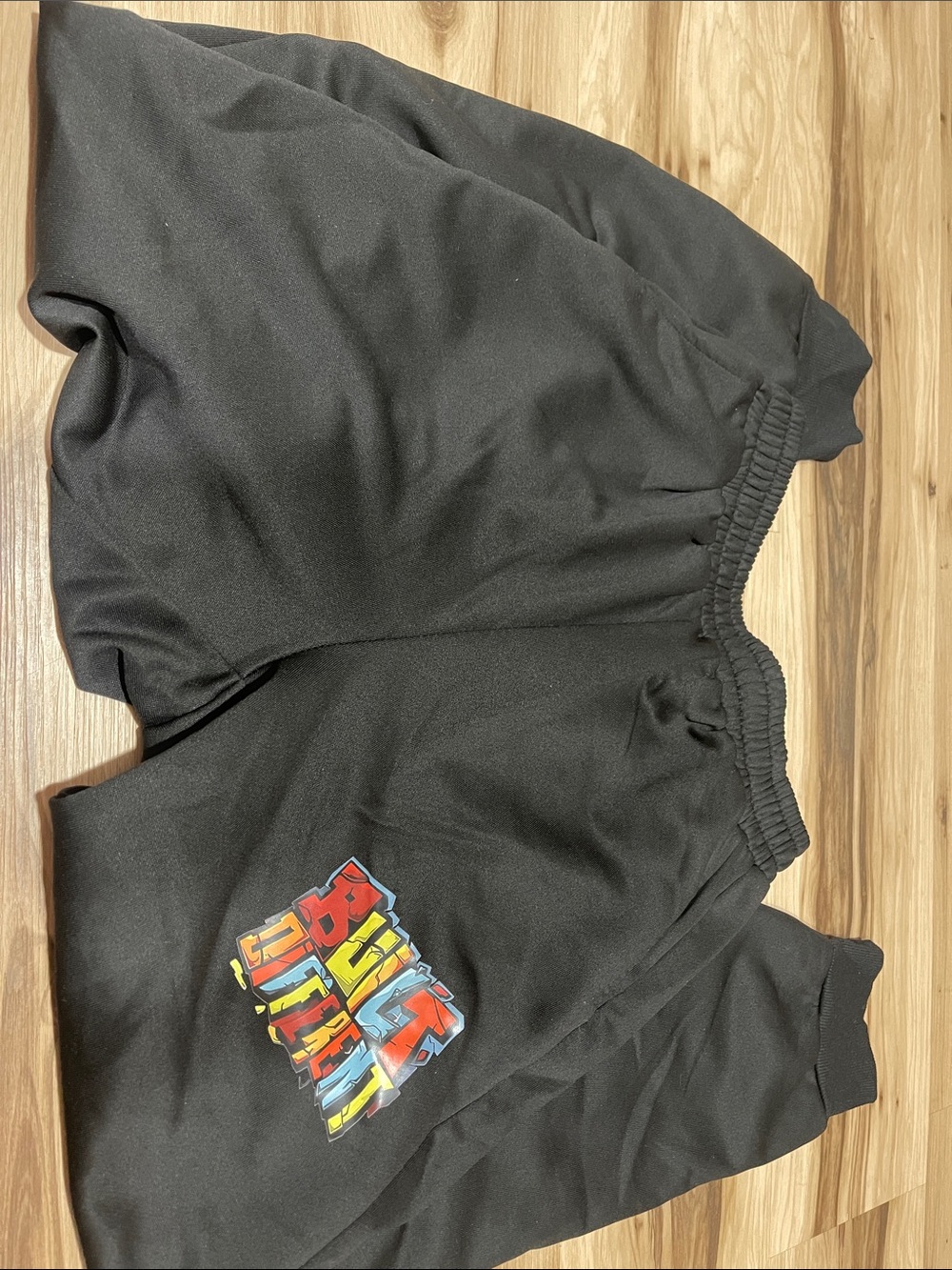 Black Graphic Sweatpants with Colorful 'Big Vibes' Print